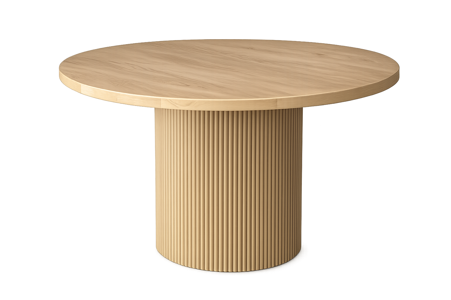 The Newport Round Pedestal Dining Table Rental – 5 ft Natural Wood | Orange County Huntington Beach Newport Beach