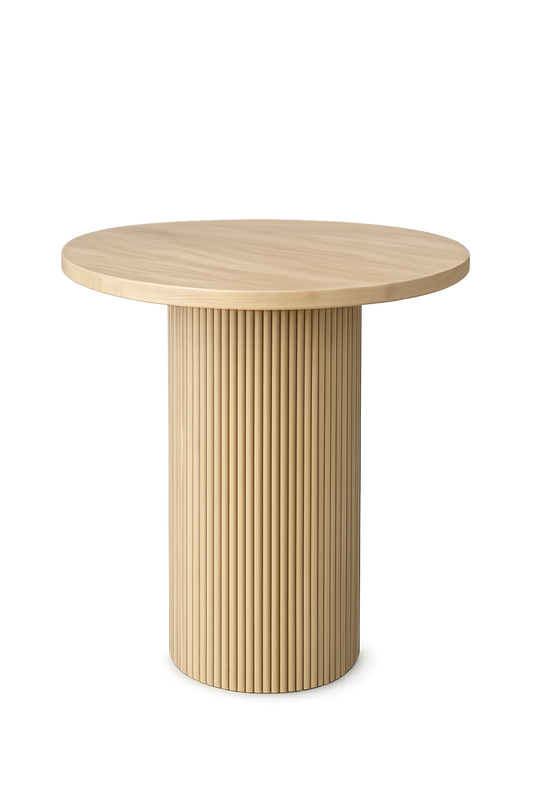 The Newport Fluted Cocktail Table Rental – Natural Wood Bar Height Table | Orange County Huntington Beach Newport Beach