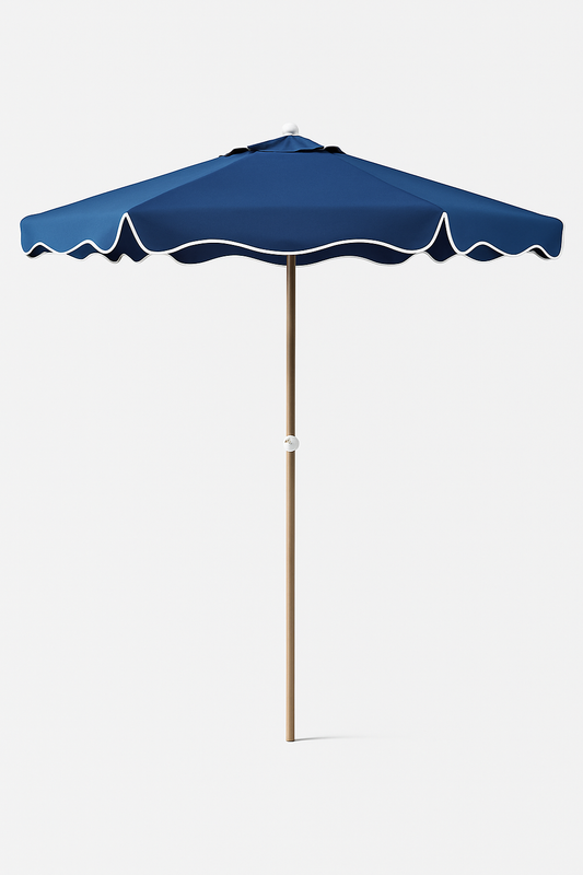 Blue Scalloped Umbrella Rental - Orange County - Huntington Beach - Newport Beach