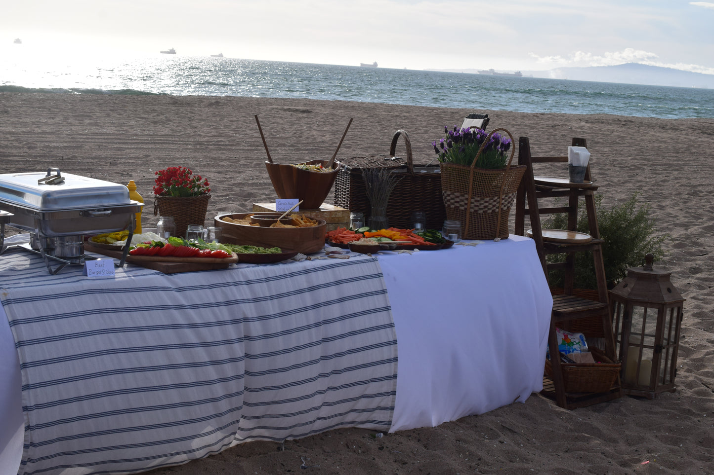 LUXURY BEACH BUFFET SET UP - ORANGE COUNTY - HUNTINGTON BEACH - NEWPORT BEACH