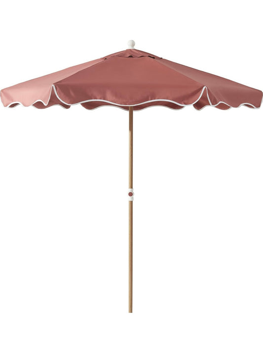 Red Scalloped Umbrella Rental - Orange County - Huntington Beach - Newport Beach