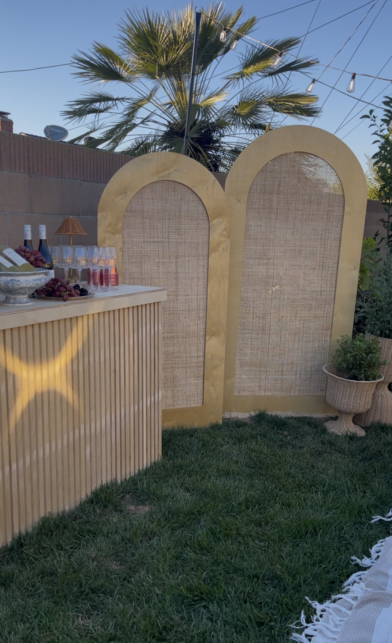Rattan Natural Wood Arch Backdrop Rental - Orange County - Huntington Beach - Newport Beach